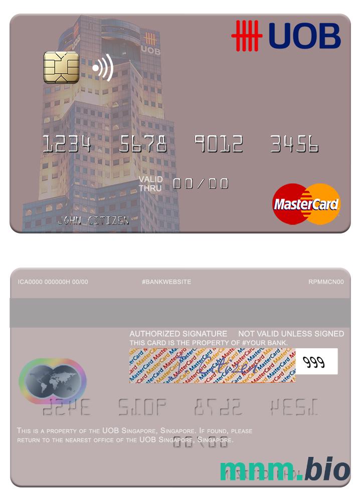 Singapore UOB Singapore przykład karty mastercard w formacie PSD